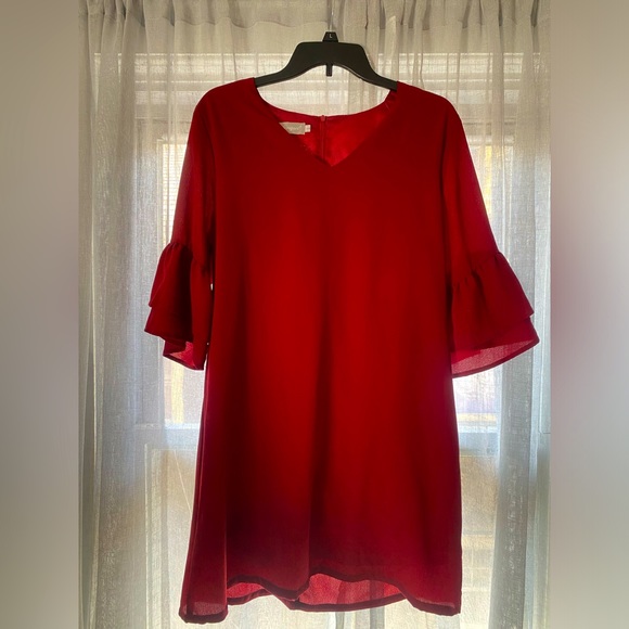 Belongsci V-Neck Bell Sleeve Shift Dress Size Large - Picture 1 of 5